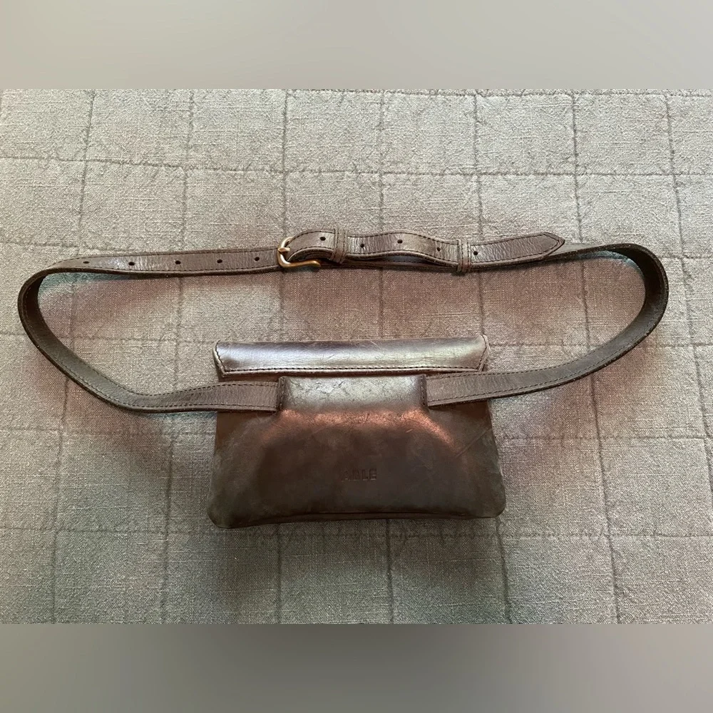 Able Black Leather Belt Bum Bag with Adjustable Strap - Picture 3 of 5
